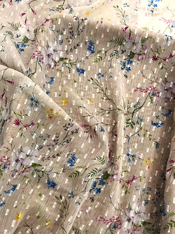 80-90gsm Polyester Southeast Asia Jacquard Printed Chiffon Fabric For Women Dress Or Kerchirf Fabric