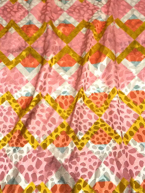 Polyester Silky Italian Digital Printing Satin Fabrics Geometry Pattern Soft Hand Feeling For Dress Or Pajamas Fabrics