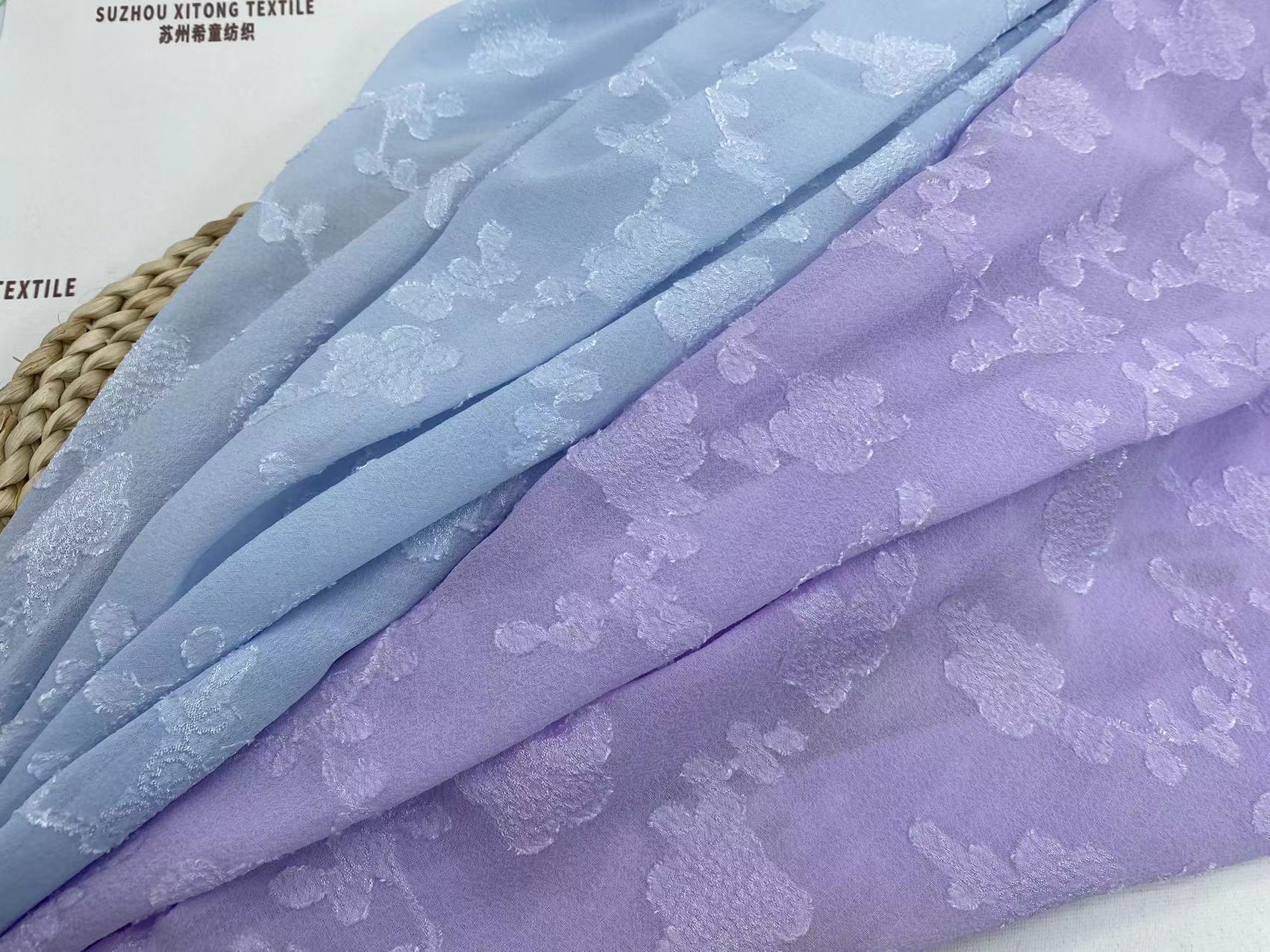 High Quality Multi Colors Soft Fast Shipping Reasonable Price Stock Chiffon Jacquard Fabric for women dress