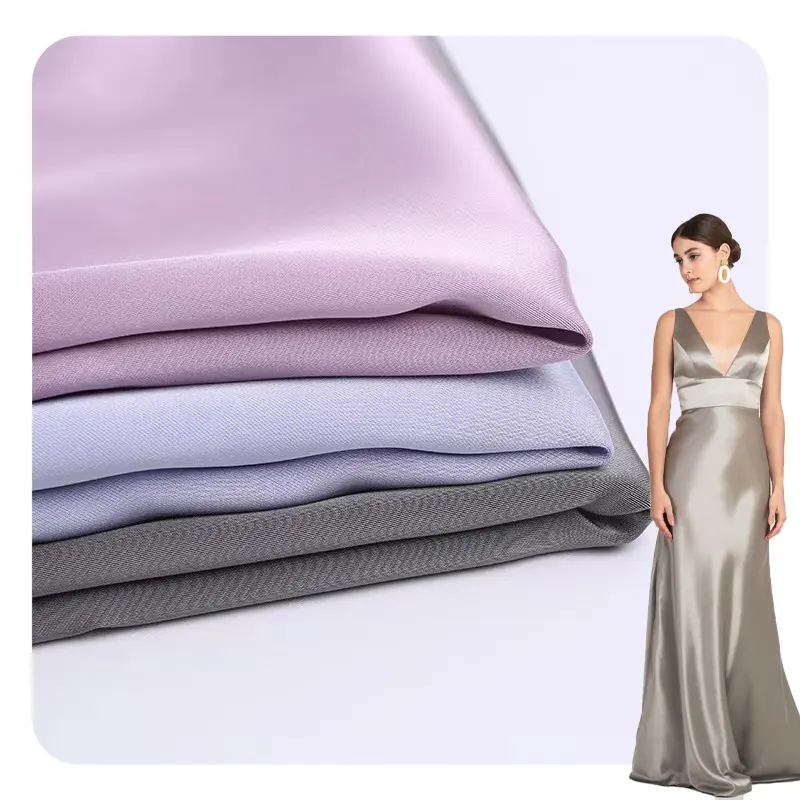 High quality cheap multi colors for choice polyester smooth shimmer solid color plain satin fabric for pajamas