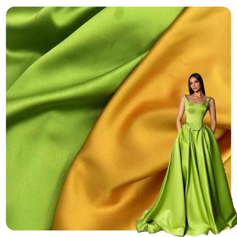 Wholesale high quality assurance polyester high color fastness soft good drape satin fabric for women dress