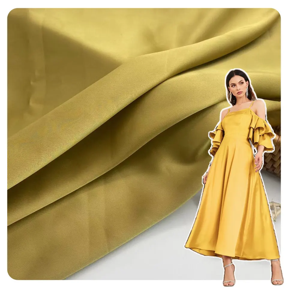 High Quality wholesale polyester solid color elegant dyed multi colors for choice rose satin fabric for women dress