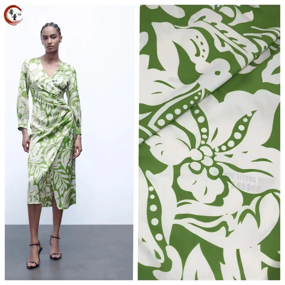 New arrival high quality soft hand feeling polyester floral printed custom satin fabric for dress or shirts making