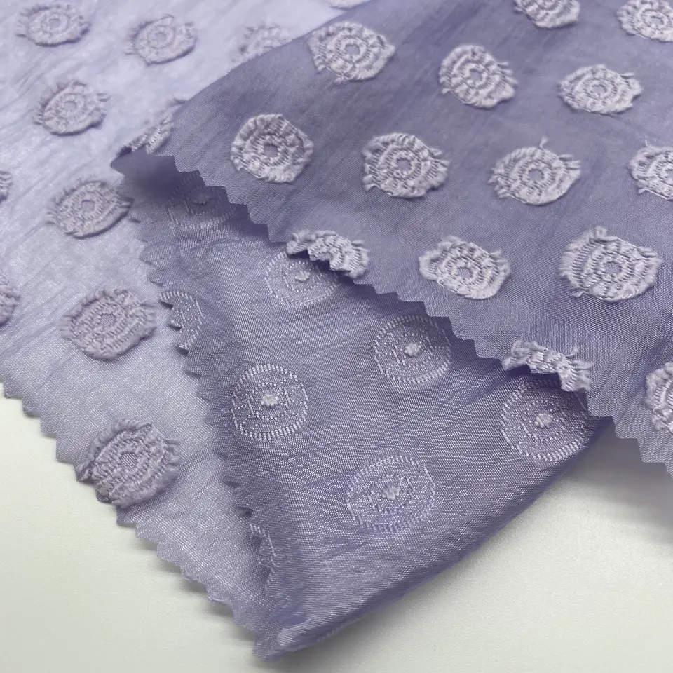wholesale stocklot dot pattern organza jacquard polyester chiffon fabric for cloth
