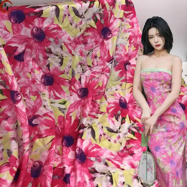 2023 New fashion digital printing colorful smooth hand feeling satin fabric for scarf or fashion women dress