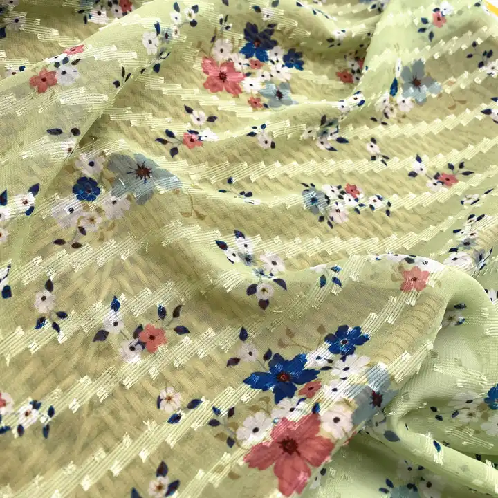 CUSTOM PRINTED FABRIC FASHION FLORAL PRINTING CHIFFON FABRICS FOR CLOTHING