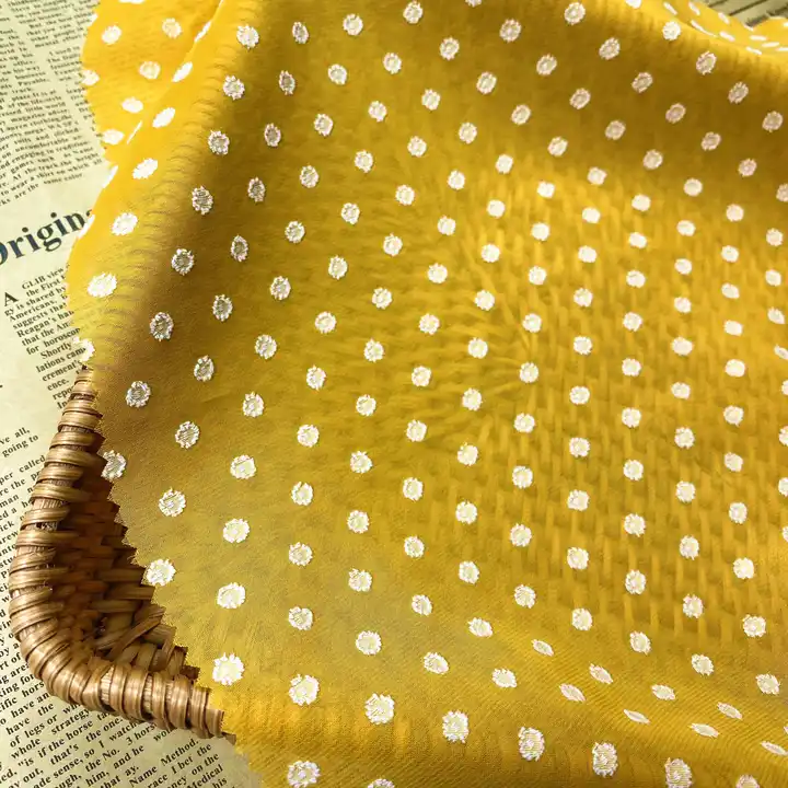 NEW DESIGN CATION POLAKA DOT CHIFFON JACQUARD FABRIC FOR DRESS