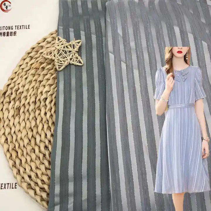 silver and gold stripe luxury chiffon fabric suitable for spring and summer children and women dress or shirts