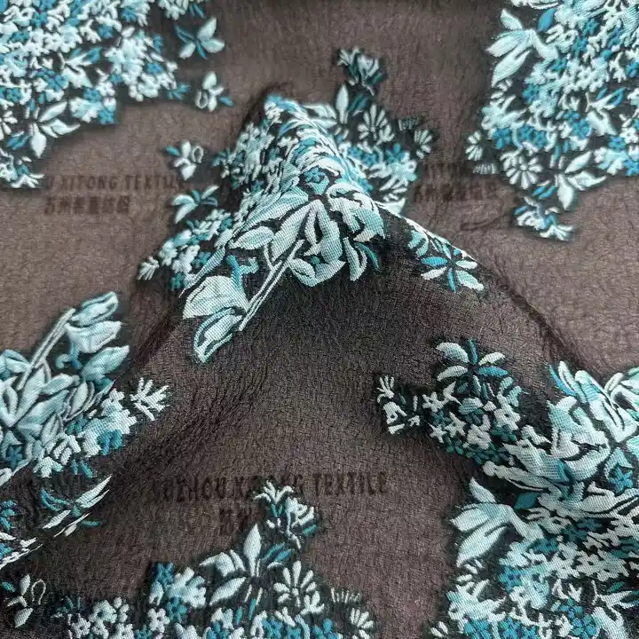 New arrival high quality polyester wrinkle-resistance organza jacquard flowers brocade fabric for women dress