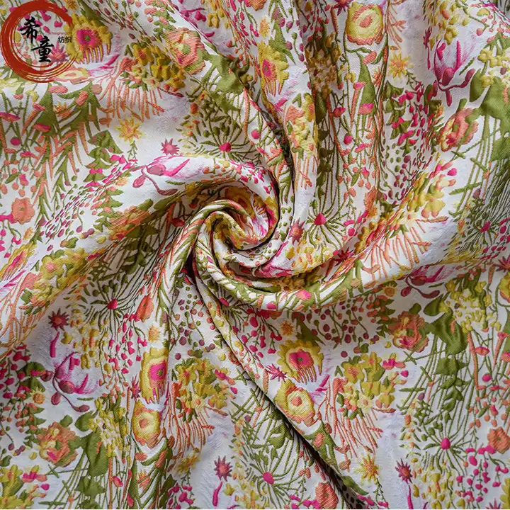 XITONG TEXTILE Hot sale High quality 100%polyester woven customize fashion yarn dyed brocade jacquard fabrics for dress