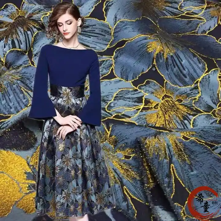 New design custom fashion 3D gold wire double-sided available brocade jacquard fabric