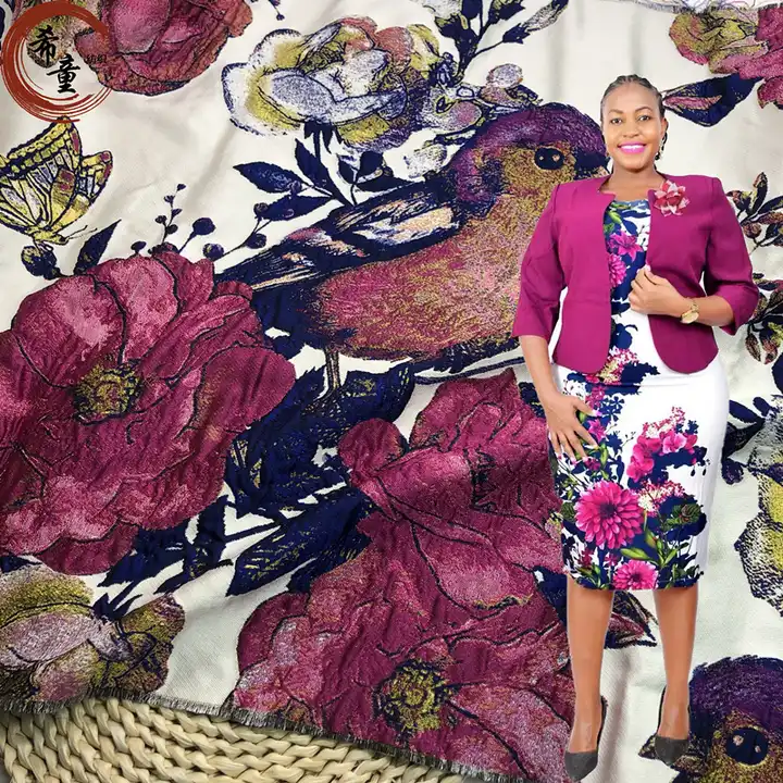 Hot sale High quality 100%polyester woven customize fashion yarn dyed brocade jacquard fabrics for dress