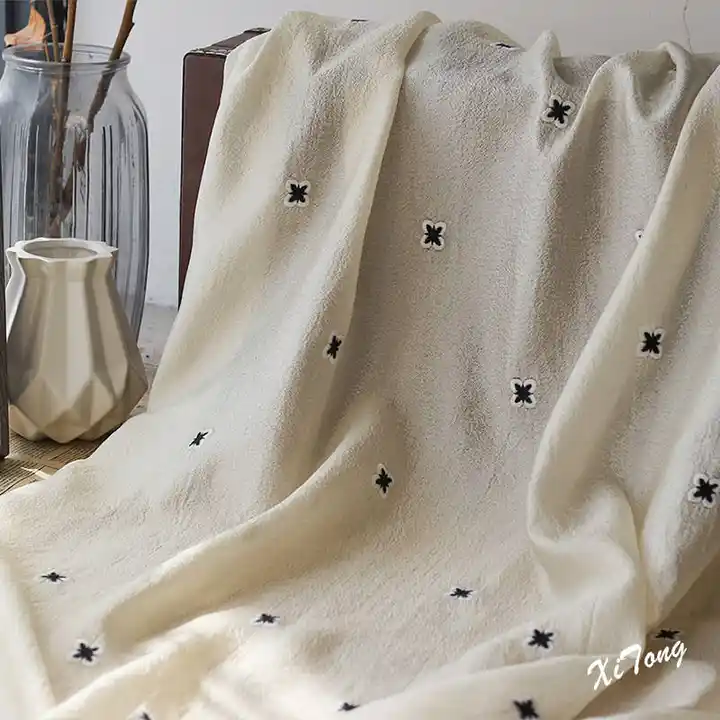 New design high quality embroidery small flower soft handfeeling breathable organza fabric for summer dress