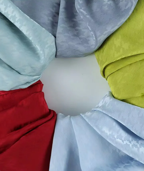 Satin fabric jacquard satin fabrics Dress material New design plover grid pattern wholesale for clothing garment