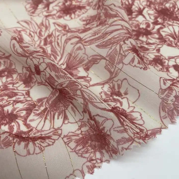 Stripe jacquard with silver chiffon Designer fabric silver fabric woven lurex fabric print for dress
