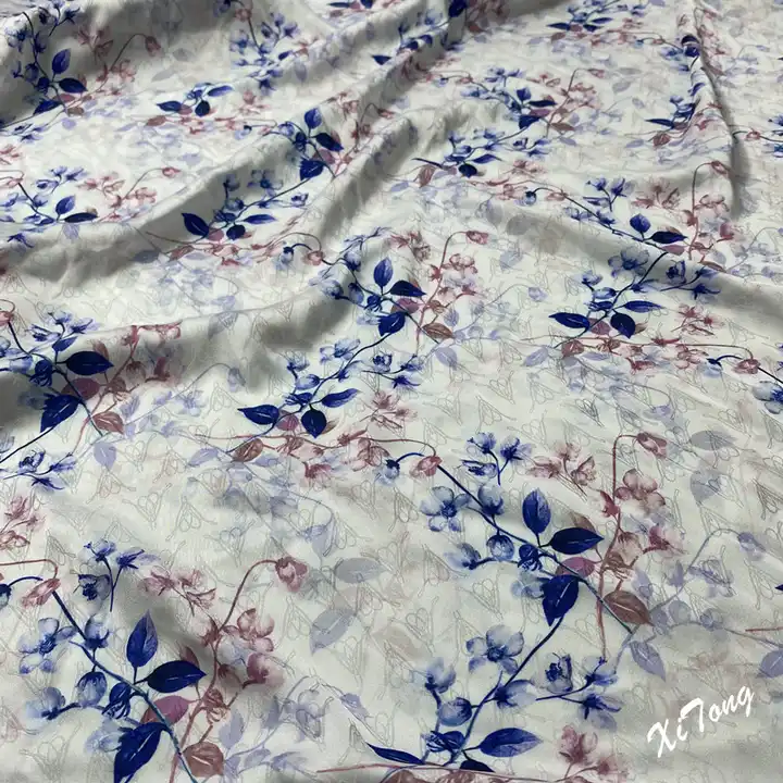 100% polyester fabric wholesale super soft new design large flower digital printing satin polyester fabric chiffon dress