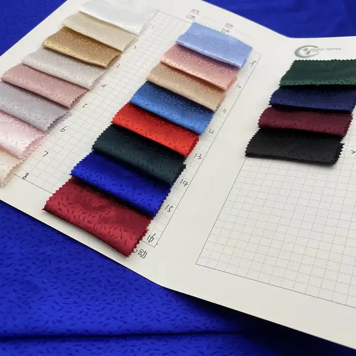 high quality 100 polyester fabric small moq stock lot microfiber fabric jacquard satin fabric for dress