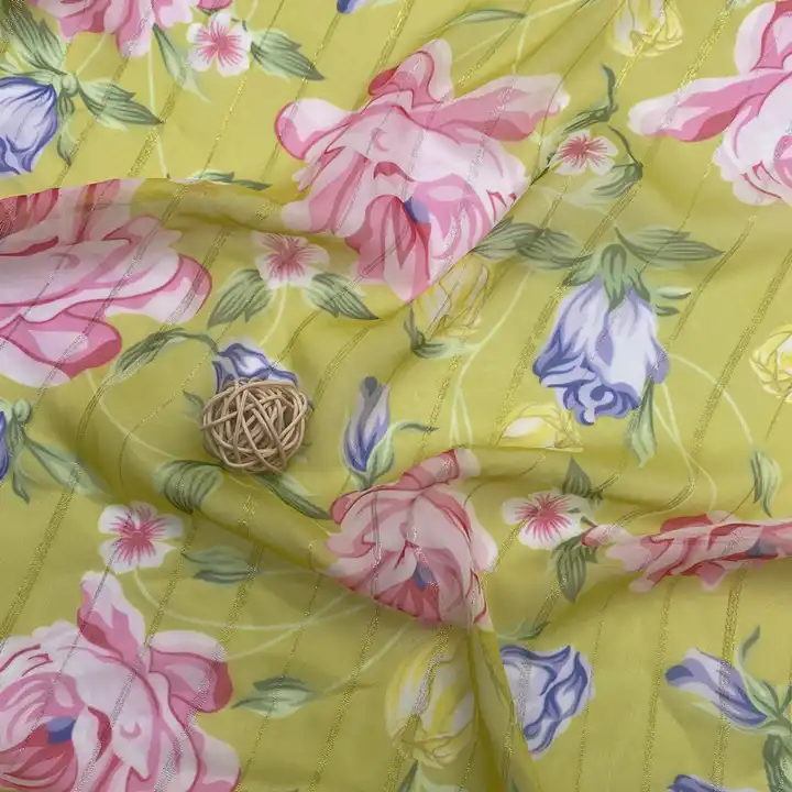 Fashion custom print fabric designer flower printing material metallic jacquard fabrics JACQUARD chiffon fabric for cloth