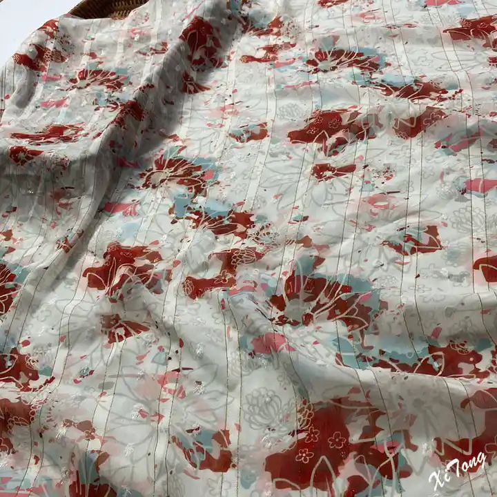 Supplier metallic stripe fabric printing for lady's dress and garments materials for dress making chiffon dress