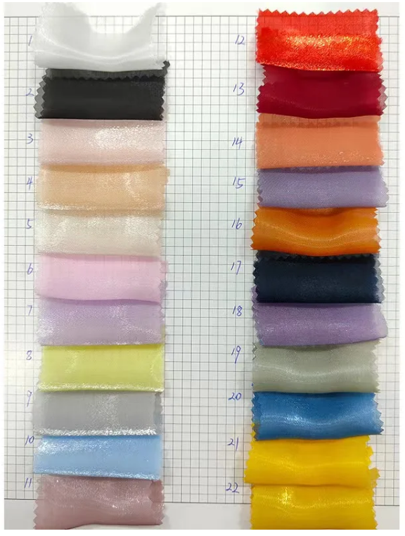 Embroidery bright organza glitter satin fabric Bright silk flash breeze satin materials for wedding dress