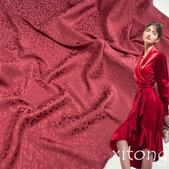 High quality designer polyester jacquard silk satin fabric wholesale for Women's dress