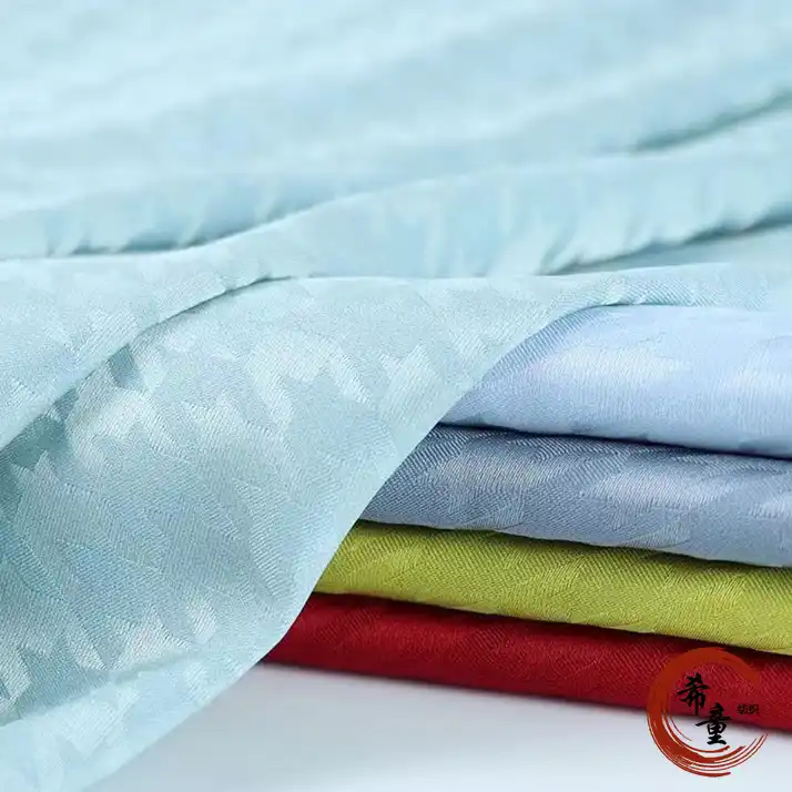 Satin fabric jacquard satin fabrics Dress material New design plover grid pattern wholesale for clothing garment
