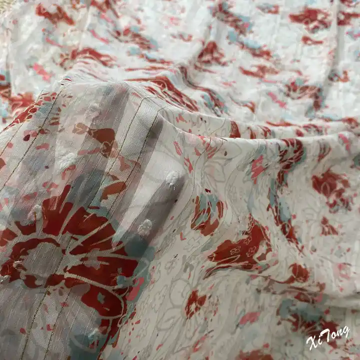 Supplier metallic stripe fabric printing for lady's dress and garments materials for dress making chiffon dress