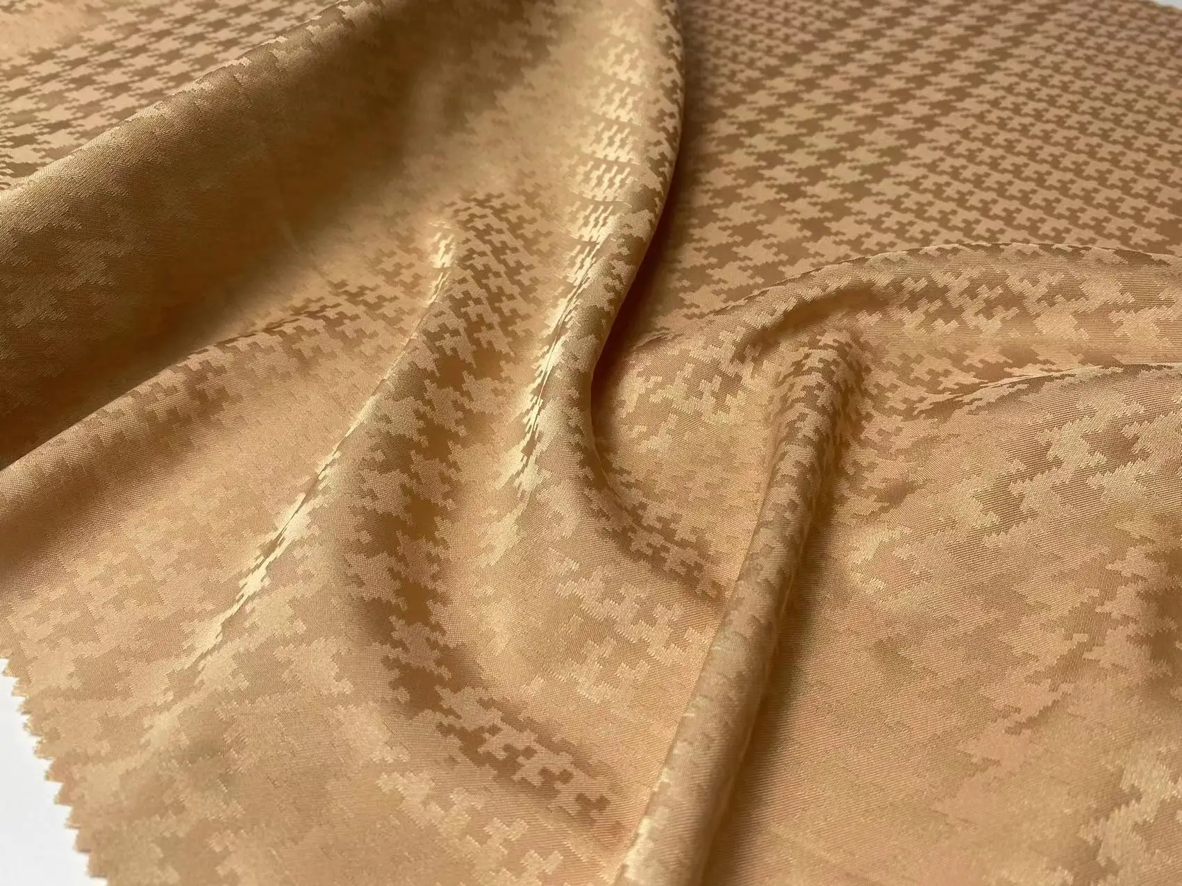 New design plover grid pattern wholesale satin fabric Dress material jacquard satin fabrics for clothing garment