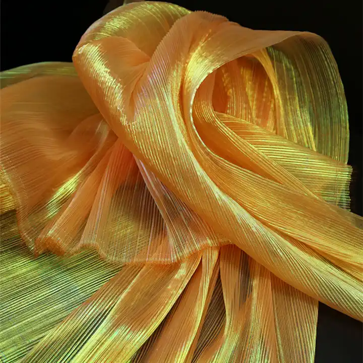 designer Fluorescent Fabric Colorful Shiny Gauze Fabric Stage Wedding Decor Voile Transparent Holographic Fabric