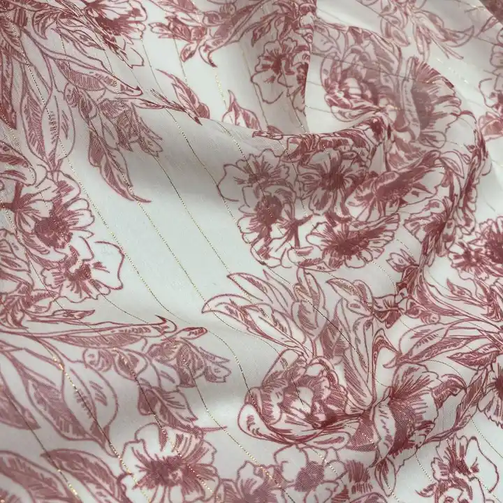 Stripe jacquard with silver chiffon Designer fabric silver fabric woven lurex fabric print for dress