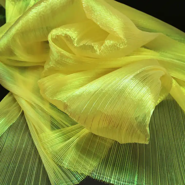 designer Fluorescent Fabric Colorful Shiny Gauze Fabric Stage Wedding Decor Voile Transparent Holographic Fabric