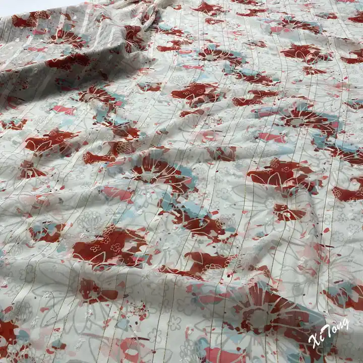 Supplier metallic stripe fabric printing for lady's dress and garments materials for dress making chiffon dress