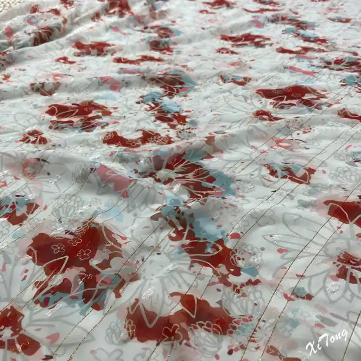 Supplier metallic stripe fabric printing for lady's dress and garments materials for dress making chiffon dress