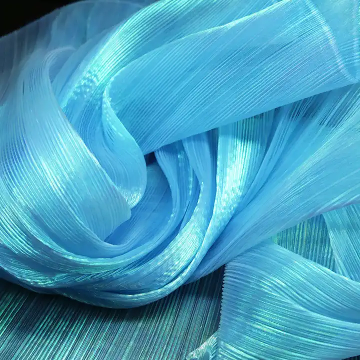 designer Fluorescent Fabric Colorful Shiny Gauze Fabric Stage Wedding Decor Voile Transparent Holographic Fabric