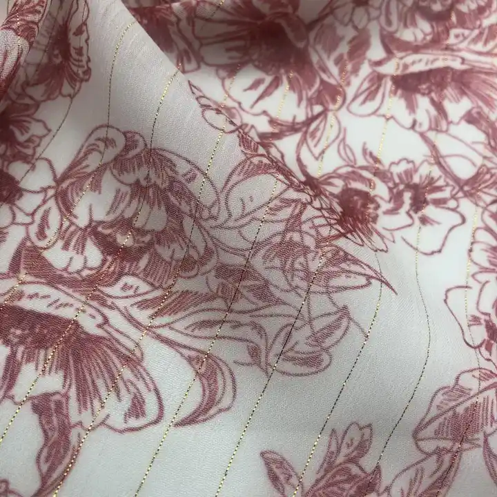 Stripe jacquard with silver chiffon Designer fabric silver fabric woven lurex fabric print for dress