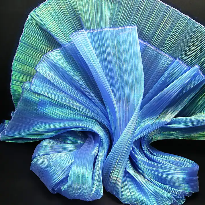 designer Fluorescent Fabric Colorful Shiny Gauze Fabric Stage Wedding Decor Voile Transparent Holographic Fabric