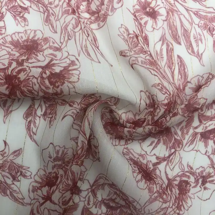 Stripe jacquard with silver chiffon Designer fabric silver fabric woven lurex fabric print for dress