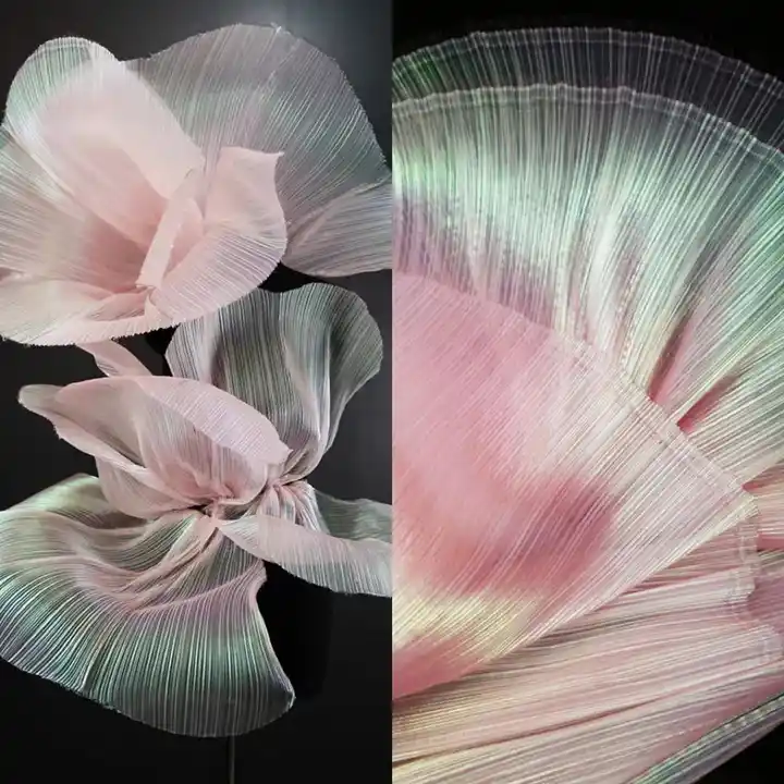 designer Fluorescent Fabric Colorful Shiny Gauze Fabric Stage Wedding Decor Voile Transparent Holographic Fabric